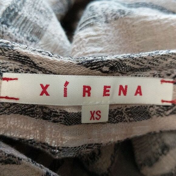 XIRENA striped gauzy flowy cotton top blouse tan black size XS - Picture 4 of 9